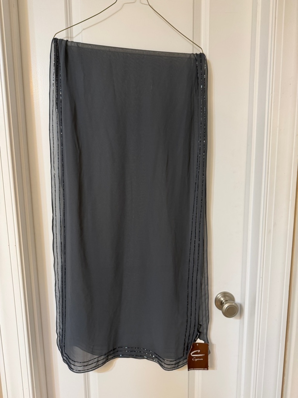 Sheer Charcoal Wrap with Beaded Edge